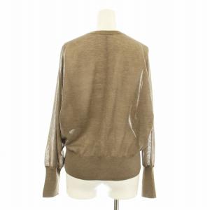 23区 24SS シャイニーシアー ニット カーディガン 長袖 Vネック ドルマンスリーブ 38 茶 ブラウン