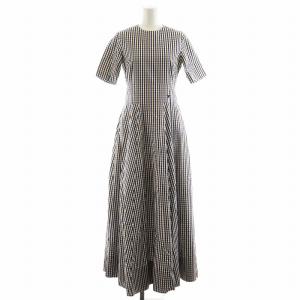 ギンガムチェックマキシドレス ワンピース XS ネイビー ブラウン ホワイト