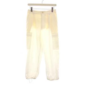 24SS シルキーストレッチ パラシュートパンツ カーゴパンツ 38 白 PRWOCM0321 /YM