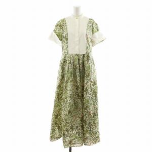 24SS リバティプリントロングワンピース 花柄 S グリーン ホワイト 8S510