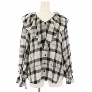 Grace Class ボイルラメチェックブラウス プリーツスカート セットアップ 36 白 黒 紫 /TK