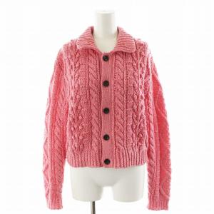 23AW ウールハンドニット ケーブルポロカーディガン F ピンク 39-02-34-02011