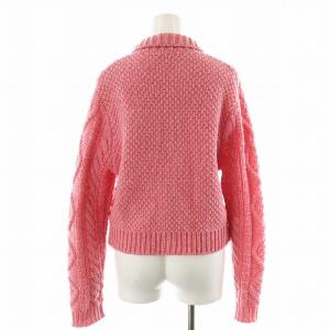 CABaN 23AW ウールハンドニット ケーブルポロカーディガン F ピンク 39-02-34-02011
