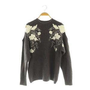 23AW エンブロイダリーカットオフニットプルオーバー セーター 長袖 オープンショルダー F グレー