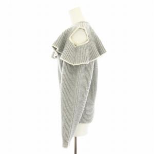 Alexander McQueen ニット セーター 長袖 肩開き オフショルダー フリル カシミヤ混 M グレー 532800 Q1RQQ