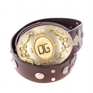 DOLCE &GABBANA ベルト　パイソン本革 ベルト パイソン ヘビ革 レザー ロゴ バックル ゴールド金具