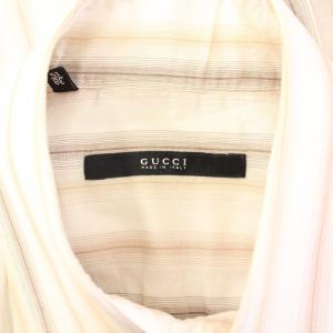 GUCCI カジュアルシャツ 長袖 レギュラーカラー ストライプ柄 38/15 ベージュ /BB
