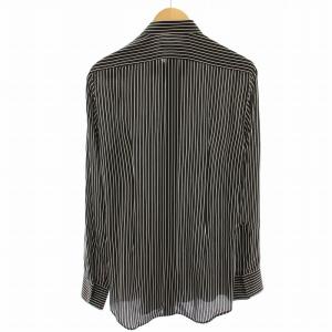 DOLCE&GABBANA カジュアルシャツ ストライプ 絹 シルク 長袖 39 黒 ブラック 白 ホワイト G5153T /HN