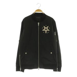 ストレッチペンタグラムプリントMA-1 ジャケット ブルゾン 2 ブラック /MY OS