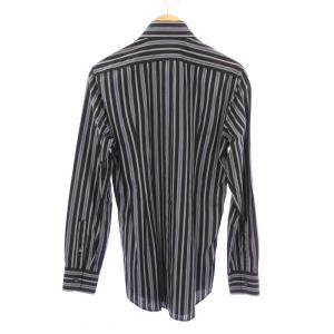 DOLCE&GABBANA カジュアルシャツ 長袖 レギュラーカラー ストライプ柄 15.5/39 黒 ブラック グレー 青 ブルー