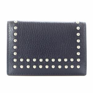 J&M DAVIDSON カードケース 名刺入れ スタッズ レザー 紺 ネイビー /AN15