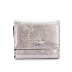 三つ折り 財布 コンパクト ミニ ウォレット シルバー /YM