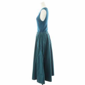 ANAYI 23AW ワンピース ロング丈 ノースリーブ ニット切替 38 エメラルドグリーン 102327-14-390-70-380