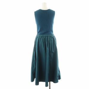 ANAYI 23AW ワンピース ロング丈 ノースリーブ ニット切替 38 エメラルドグリーン 102327-14-390-70-380