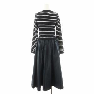 EPOCA ボーダーニットコンビドレス ワンピース ロング丈 ボーダー柄 長袖 40 黒 ブラック 白 ホワイト M5J38291
