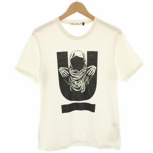 Tシャツ カットソー 半袖 プリント 2 白 ホワイト 黒 ブラック /HN