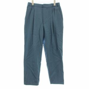 ウールギャバジン テーパードパンツ タック ジップフライ M 青 ブルー 59-04-04-04004