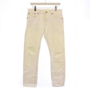 デニムパンツ ジーンズ ボタンフライ ロゴパッチ W30 L30 白 ホワイト /BB