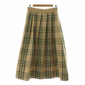 チェックタフタバイヤススカート フレア ロング 38 ブラウン 02227-11-270-19-380