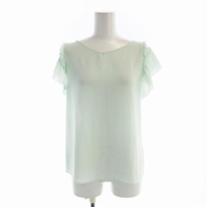 ブラウス カットソー プルオーバー 半袖 フリル 36 緑 グリーン 101927-13-410-73-360
