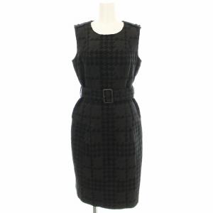 ツイード ノースリーブ ワンピース B1J15-297-09 千鳥格子 ひざ丈 36 黒 ブラック /G