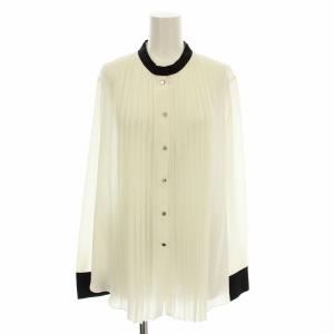 シャツ 2625684 ブラウス 長袖 プリーツ 38 白 黒 /G