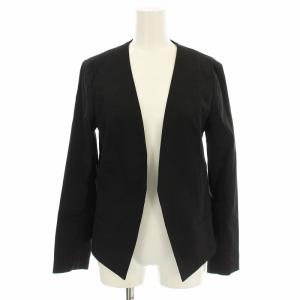 ノーカラージャケット リネン混 麻 2 黒 ブラック /G