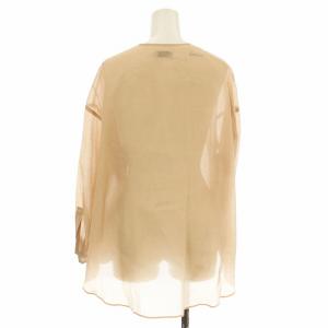 STRASBURGO シルク混 シャツ 212309 ブラウス 長袖 フリル 38 ピンクベージュ /G