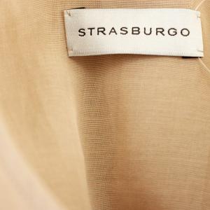 STRASBURGO シルク混 シャツ 212309 ブラウス 長袖 フリル 38 ピンクベージュ /G