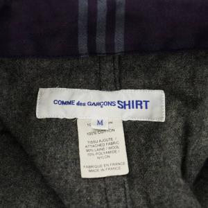 COMME des GARCONS SHIRT ステンカラーコート ロング丈 ストライプ コットン M 紫 パープル W21168 /AN49