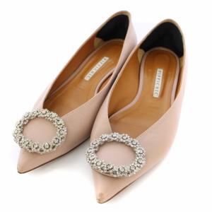 アローズ別注 ANNA V LACE パンプス ポインテッドトゥ ビジュー レザー 38 25cm ピンク