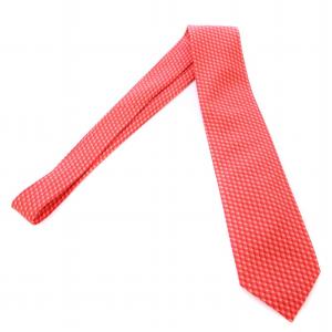 HERMES ネクタイ レギュラータイ 総柄 シルク ロゴ 赤 レッド /BB OH