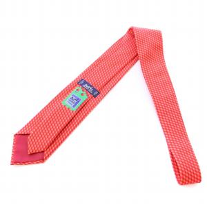 HERMES ネクタイ レギュラータイ 総柄 シルク ロゴ 赤 レッド /BB OH