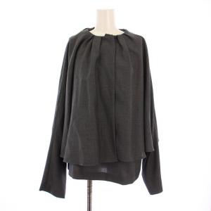 アンサンブル シャツ ブラウス ノースリーブ 長袖 クルーネック 無地 ウール混 38 グレー /BB