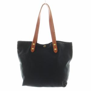 IL BISONTE トートバッグ ショルダーバッグ プリント キャンバス レザー 黒 ブラック /AN7