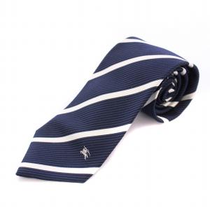 ネクタイ レギュラータイ シルク ストライプ柄 紺 ネイビー 白 ホワイト /BB