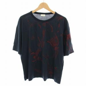 Tシャツ ボタニカル柄 XS ネイビー レッド 122348