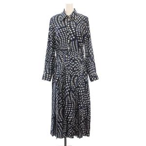 PRINTED PLEATED SILK TWILL DRESS ワンピース
