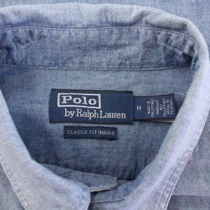 Polo by Ralph Lauren CLASSIC FIT INDIGO カジュアルシャツ 長袖 レギュラーカラー ロゴ M 青 ブルー /BB