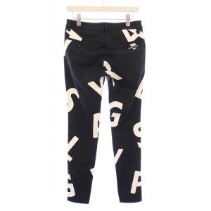 PEARLY GATES ゴルフウェア テーパードパンツ スラックス ジップフライ ストレッチ ロゴ プリント 総柄 1 黒 ブラック
