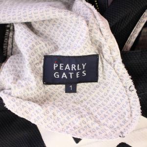 PEARLY GATES ゴルフウェア テーパードパンツ スラックス ジップフライ ストレッチ ロゴ プリント 総柄 1 黒 ブラック