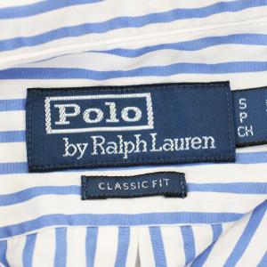 Polo by Ralph Lauren シャツ ストライプ パッチワーク ボタンダウン 0200011589 長袖 S 青 白 /G