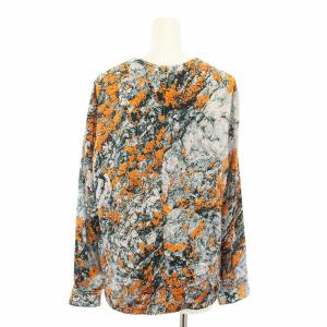 3.1 phillip lim マルチカラーシルクブラウス カットソー 長袖 総柄 絹 シルク 0 グレー オレンジ F222-2875SPH