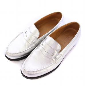 ローファー ラウンドトゥ レザー 3 シルバーカラー