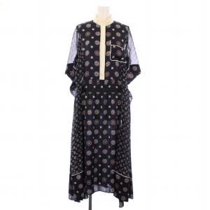 Komon Print Dress ワンピース シアー 1 ネイビー 21-05581