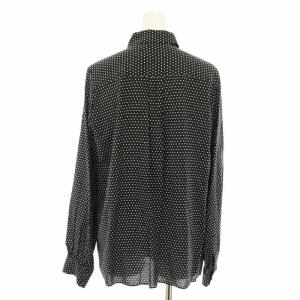 J&M DAVIDSON シャツ ブラウス 長袖 ハーフボタン ドット柄 プリーツ 6 黒 ブラック 白 ホワイト R022-019-VIBL/P