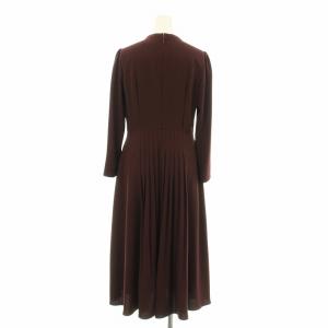 CELFORD ボウタイプリーツワンピース フレア ロング マキシ 七分袖 38 ボルドー CWFO194038 /KU