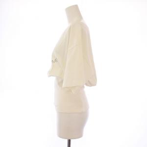 MM6 Maison Margiela ブラウジング半袖カットソー Tシャツ クルーネック ストレッチ ロゴ プリント M アイボリー /BB