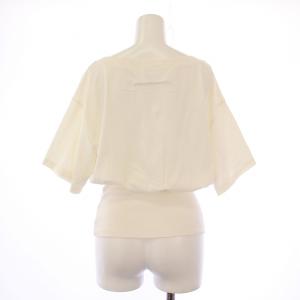 MM6 Maison Margiela ブラウジング半袖カットソー Tシャツ クルーネック ストレッチ ロゴ プリント M アイボリー /BB