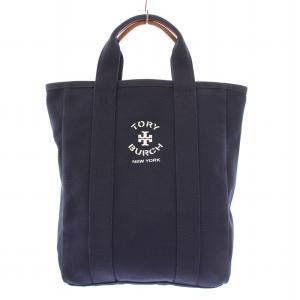 ロゴプリントキャンバストートバッグ ハンドバッグ 紺 ネイビー /BB